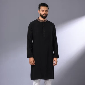 Embroidered Black Slim Fit Panjabi